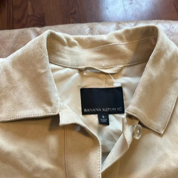 New-banana republic-S-tan(stone)-heritage suede shirt/jacket(Shacket) luxurious - Picture 11 of 16